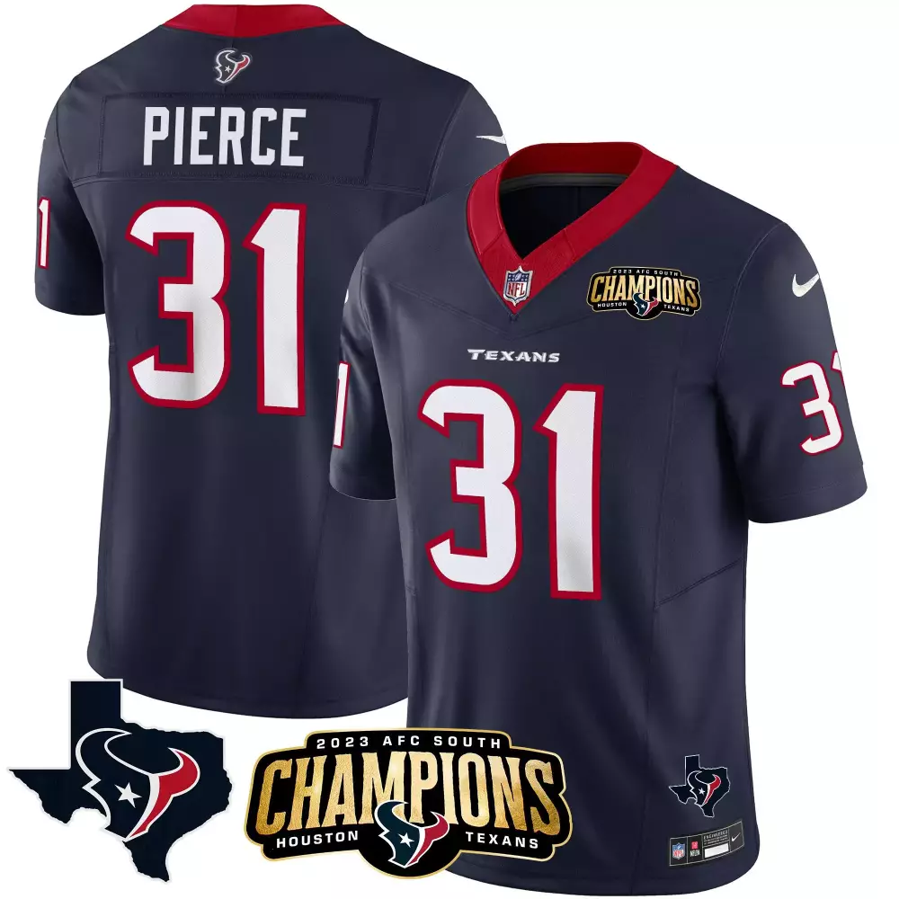 Pierce 31 Houston Texans 2023 Navy Champions Edition Jersey | Stitched Vapor Style | Limited Edition Fan Gear | For Men, Women & Youth