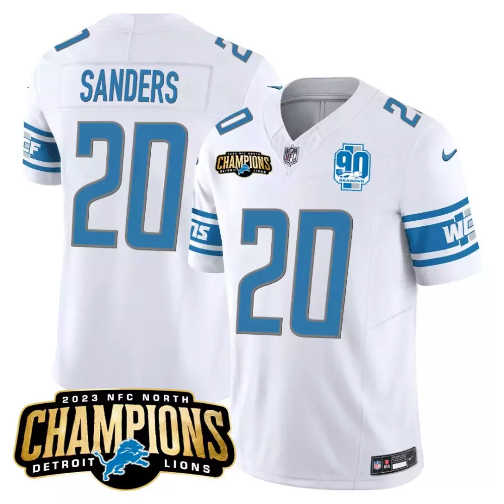 Sanders Detroit Lions 2023 Stitched Vapor Jersey | Champions Edition White | Game Day Outfit | For Men, Women & Youth