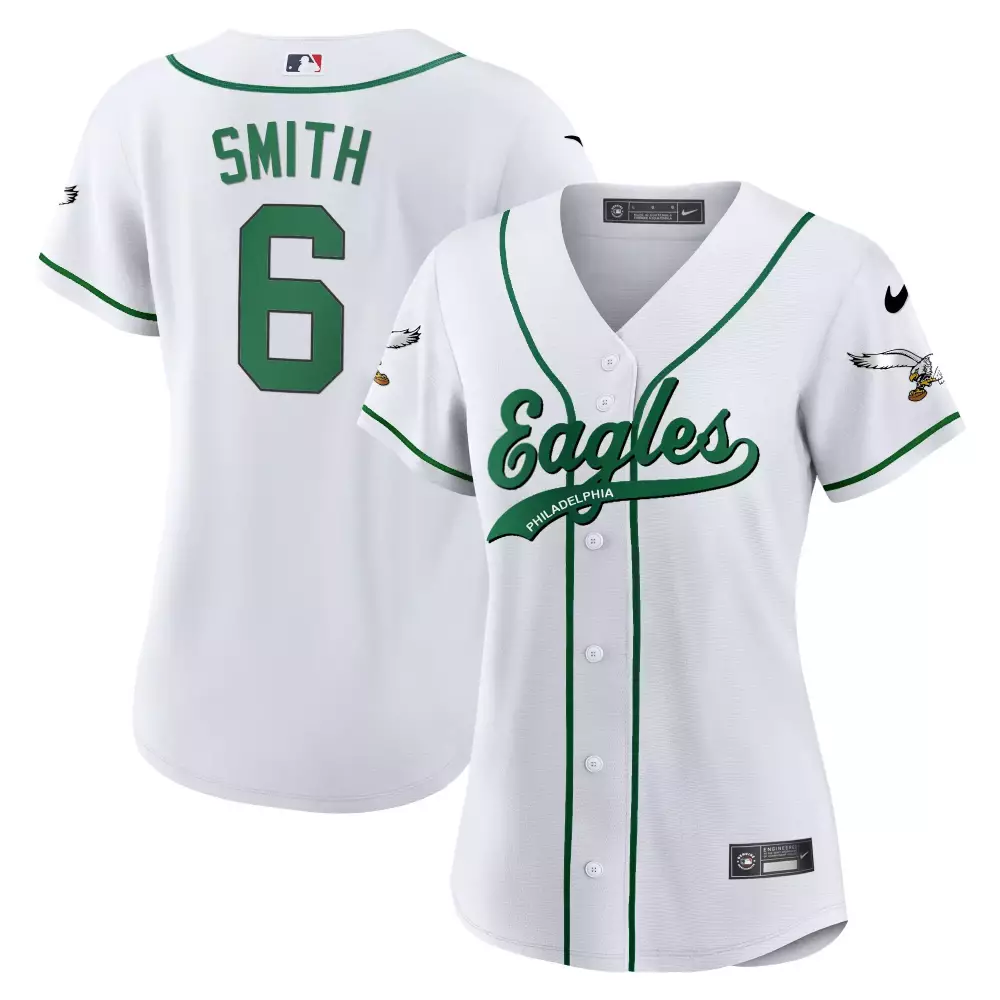 Smith 6 Philadelphia Eagles 2023 Stitched Vapor Jersey | White & Green | Women's Fan Gear | For Men, Women & Youth