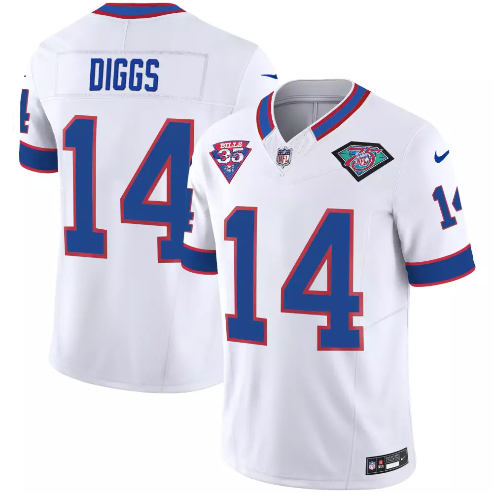 Stefon Diggs 14 Buffalo Bills 2020 Men's All Stitched Vapor Jersey | White 35th Anniversary Edition | Replica Fan Gear for Game Day | For Men, Women & Youth