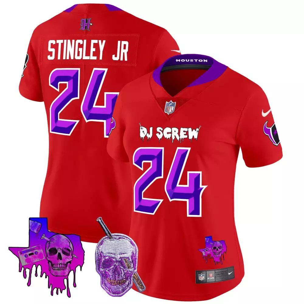 Stingley Jr. Houston Texans 2023 Women's Red DJ Screw Edition Vapor Jersey | All Stitched Fan Gear | For Men, Women & Youth