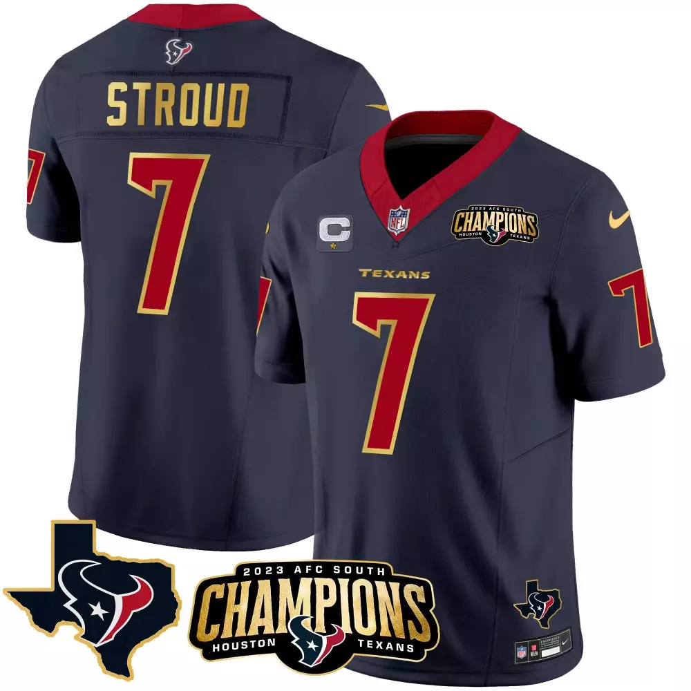 Stroud 7 Houston Texans 2023 Navy Champions Edition Jersey | Stitched Vapor Fan Gear | For Men, Women & Youth