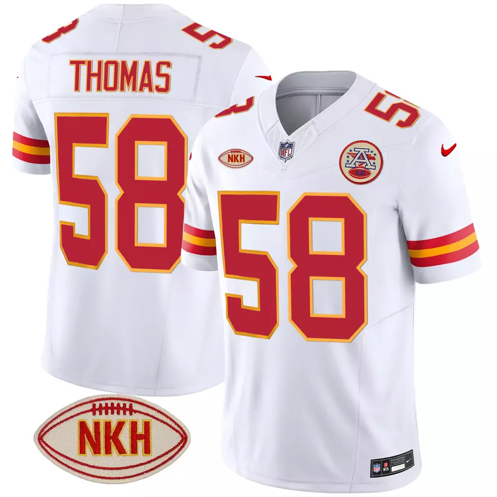 Thomas 58 Kansas City Chiefs 2023 White NKH Edition Jersey | Stitched Vapor | Limited Edition Fan Gear | For Men, Women & Youth
