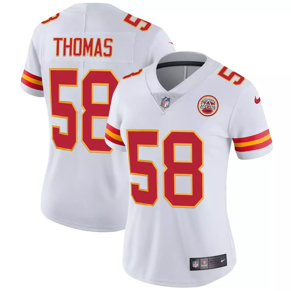 Thomas 58 Kansas City Chiefs 2023 Women's Stitched Vapor Jersey | White | Limited Edition Fan Gear | For Men, Women & Youth