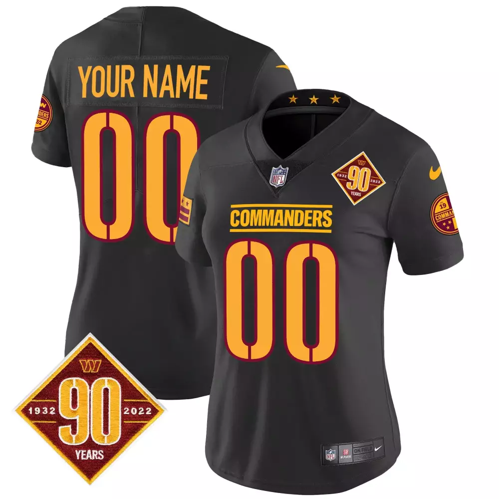Washington Commanders Women's 2022 All Stitched Vapor Jersey | 00 Black 90th Anniversary Edition | Fan Gear for Women & Youth