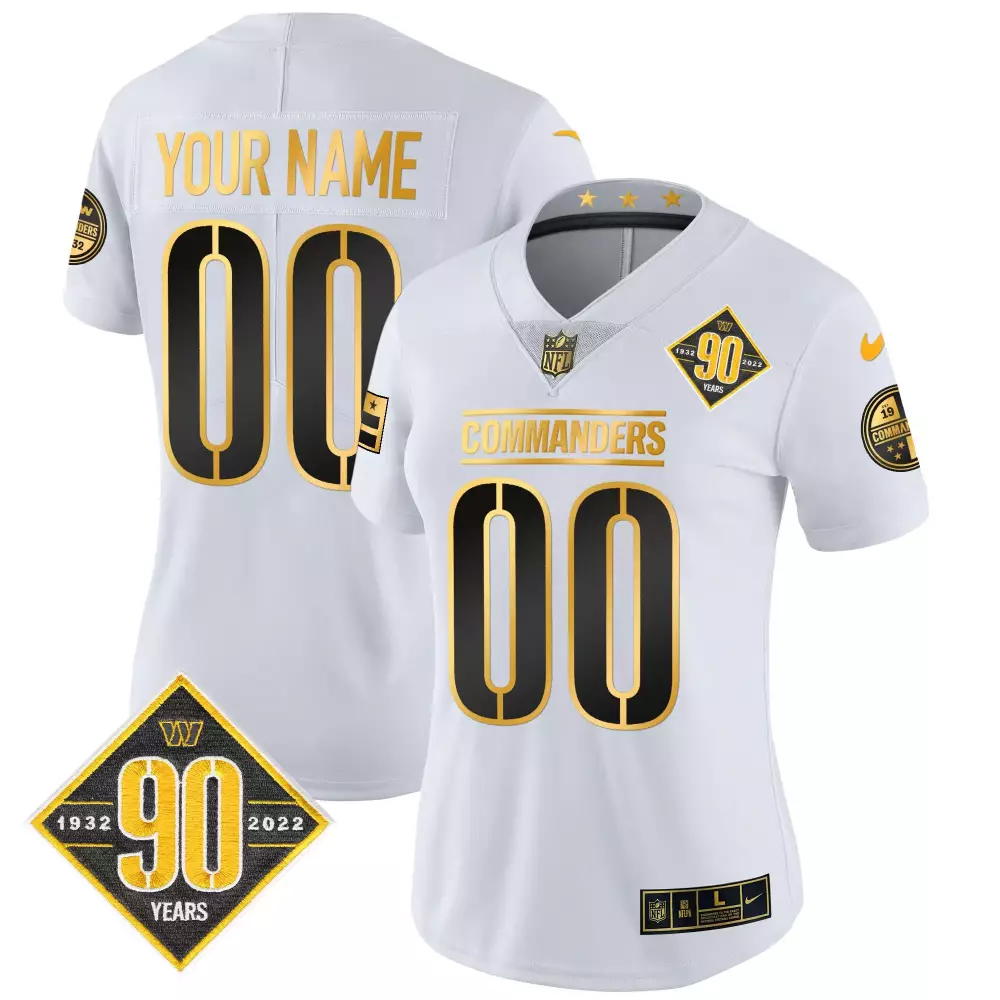 Washington Commanders Women's 90th Anniversary All Stitched Vapor Jersey | White Edition | Limited Edition Fan Gear | For Men, Women & Youth
