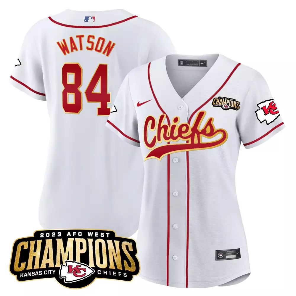 Watson 84 Kansas City Chiefs 2023 Women's Vapor Jersey | Champions Edition White | Stitched Fan Gear | For Men, Women & Youth