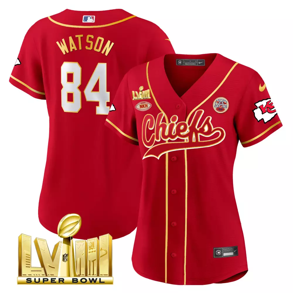 Watson 84 Kansas City Chiefs 2023 Women's Vapor Jersey | Red Super Bowl Edition | Stitched Fan Gear | For Men, Women & Youth