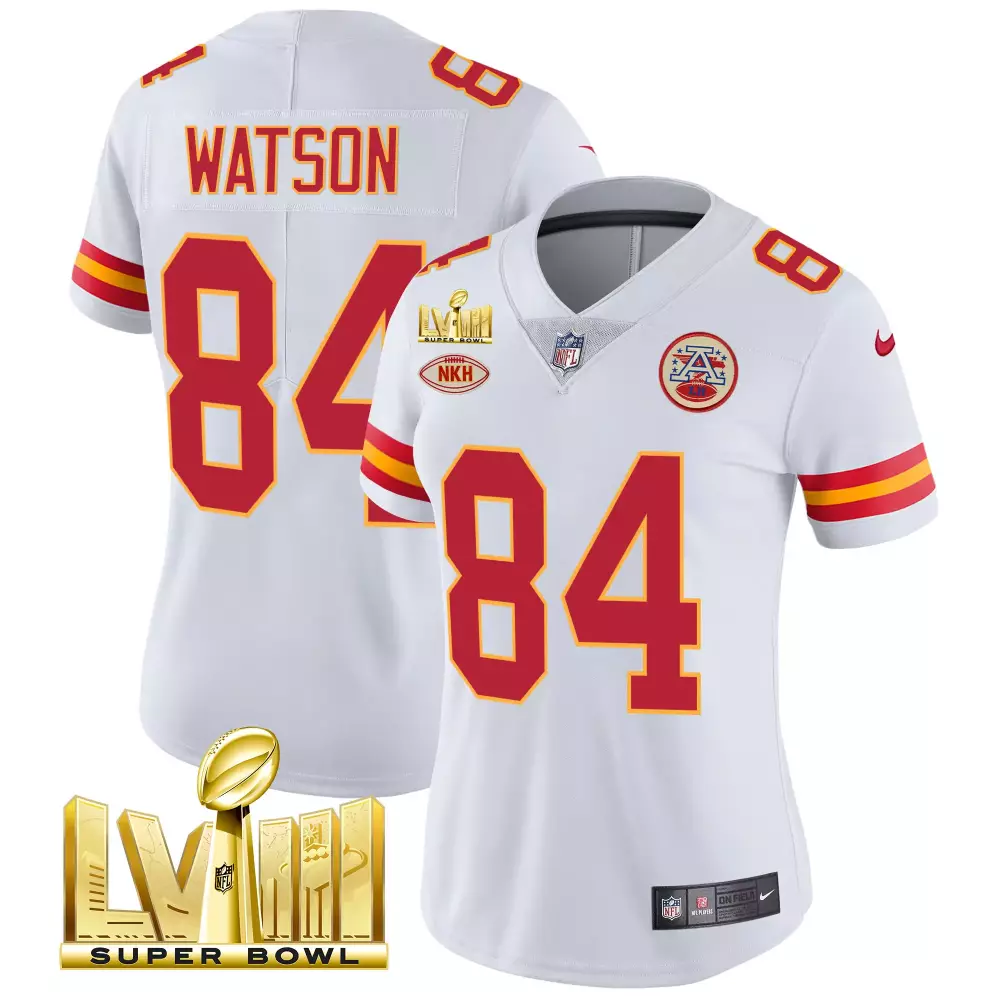 Watson 84 Kansas City Chiefs 2023 Women's Stitched Vapor Jersey | Super Bowl Edition | Fan Gear for Men, Women & Youth