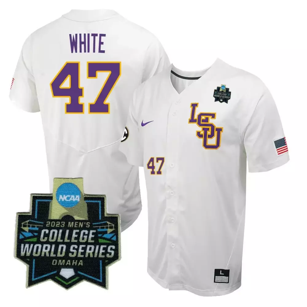 LSU Tigers 2023 White Vapor Jersey | NCAA Patch | All Stitched Fan Gear | For Men, Women & Youth