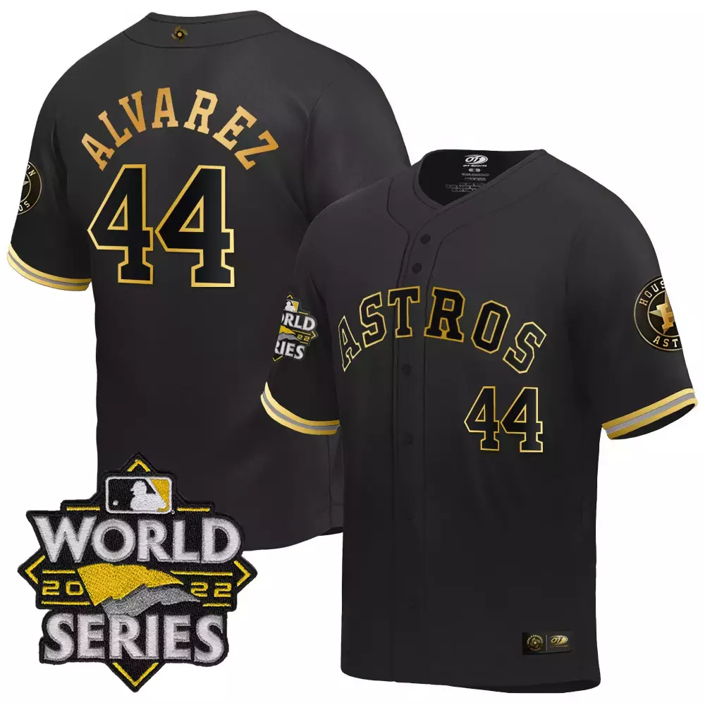 2022 World Series Yordan Alvarez 44 Houston Astros Black Stitched Jersey | Men's Style with Name Patch | Fan Gear | For Men, Women & Youth