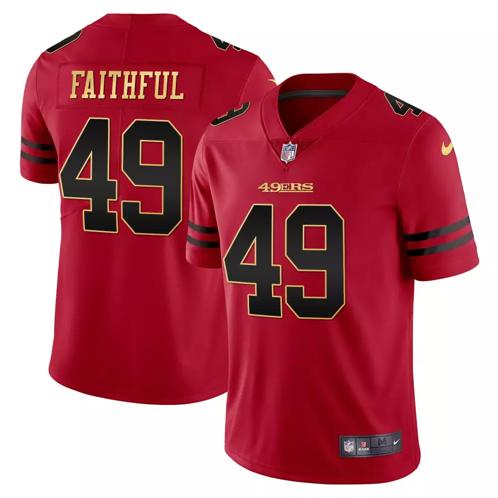 Faithful 49 49ers 2023 Red Stitched Jersey | Name Patch Fan Gear | For Men, Women & Youth