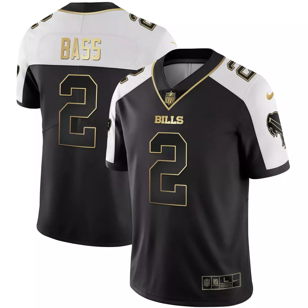 Bass 2 Buffalo Bills 2023 Black Stitched Jersey | Name Patch Edition for Men | Fan Gear
