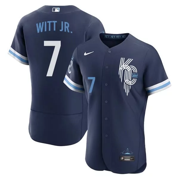 Bobby Witt Jr 7 Kansas City Royals Navy Stitched Player Jersey | 2022 | Men's Name Patch Fan Gear