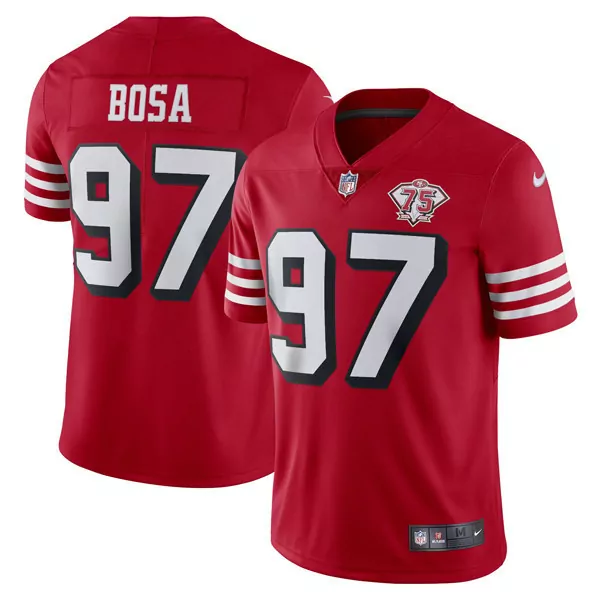 Bosa 97 San Francisco 49ers 2023 Men's Red All Stitched Jersey | With Name Patch | 75th Anniversary | For Men | For Men, Women & Youth