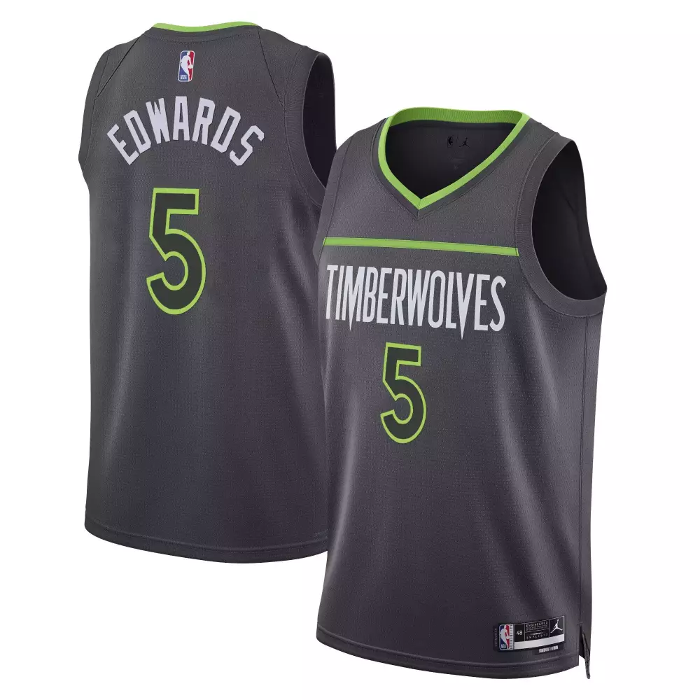 Edwards 5 Minnesota Timberwolves 2023 Gray Swingman Jersey | All Stitched Name Patch | Fan Gear for Men, Women & Youth