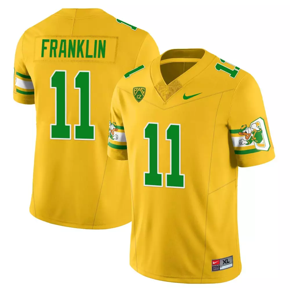 Franklin 11 Oregon Ducks 2023 Stitched Jersey | Yellow Name Patch | Replica Fan Gear for Men, Women & Youth
