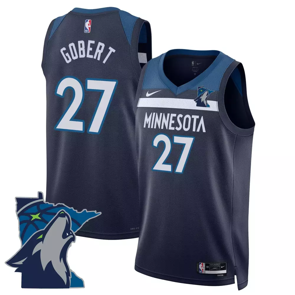 Gobert 27 Minnesota Timberwolves 2023 Navy Stitched Jersey | Name Patch Included | Fan Gear for Men, Women & Youth