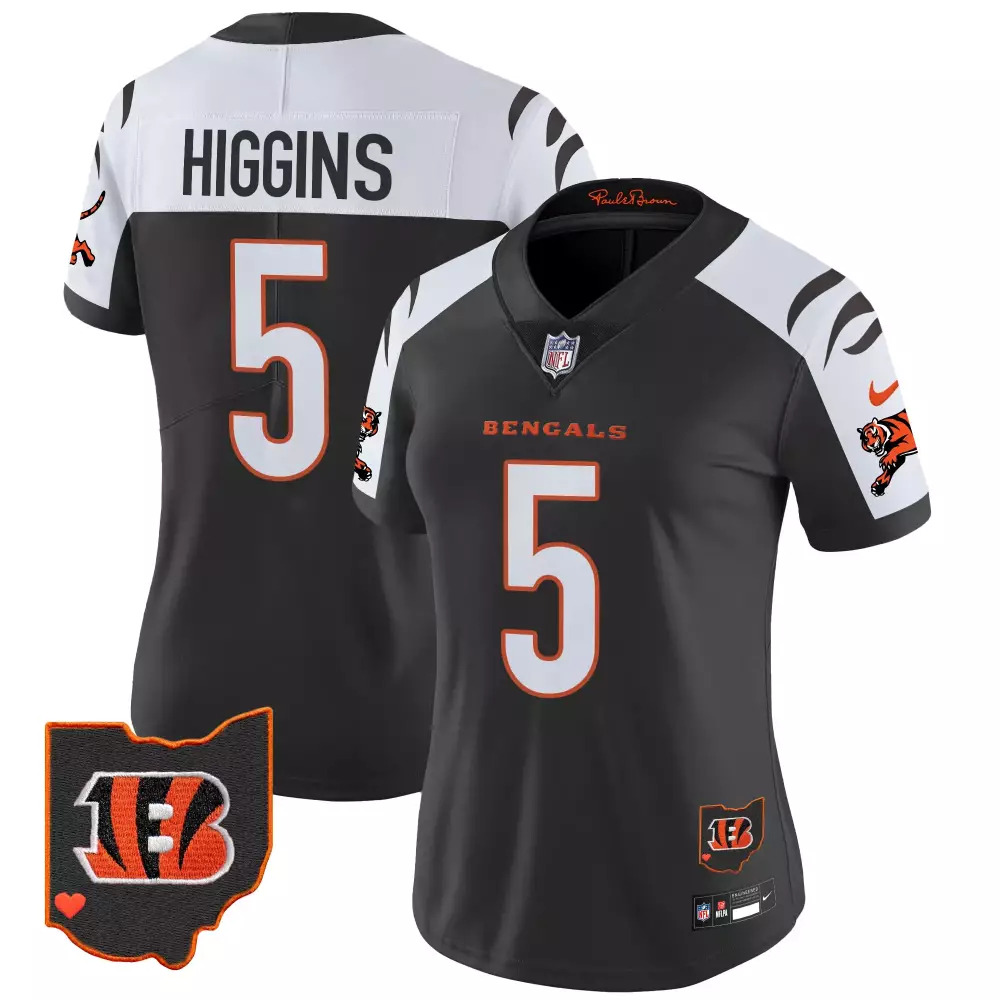 Higgins 5 Cincinnati Bengals 2023 Men's Vapor Jersey | Black Jungle Born Edition | Stitched Fan Gear for Men, Women & Youth