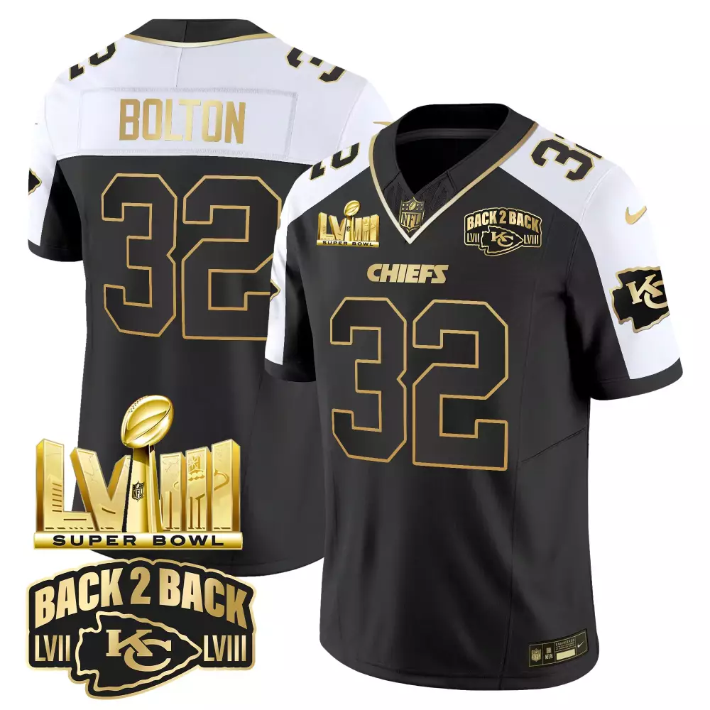 Bolton 32 Kansas City Chiefs 2023 Black Stitched Jersey | Super Bowl LVIII | Men's Style Fan Gear for Men, Women & Youth