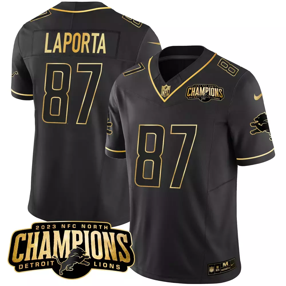 Laporta Detroit Lions 2023 Black Stitched Jersey | Men's Style with Name Patch | For Men, Women & Youth