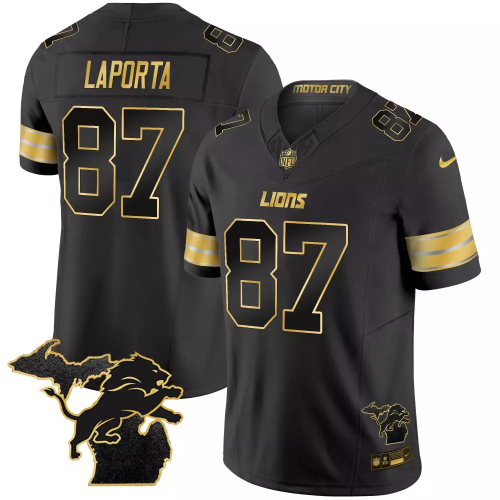 Laporta Detroit Lions 2024 Black Stitched Jersey | Men's Style with Name Patch | For Men, Women & Youth