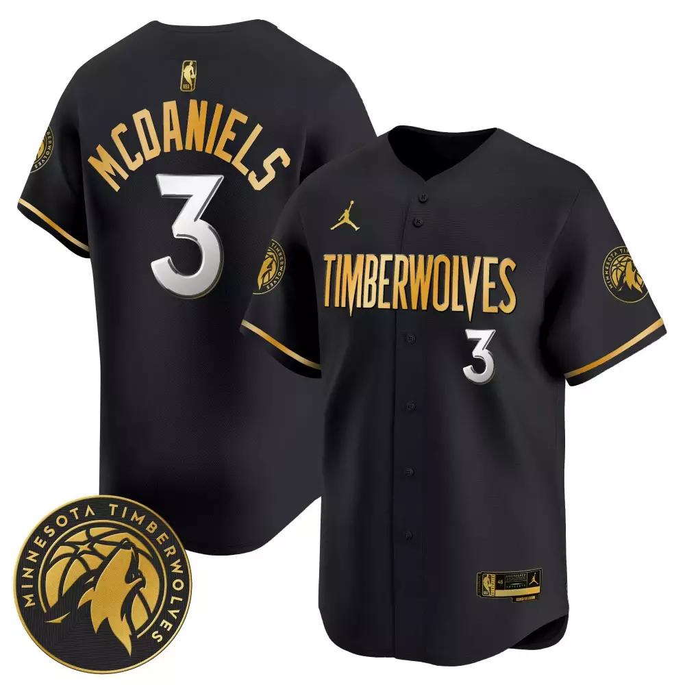 McDaniels 3 Minnesota Timberwolves 2024 Black All Stitched Jersey | Name Patch | For Men, Women & Youth