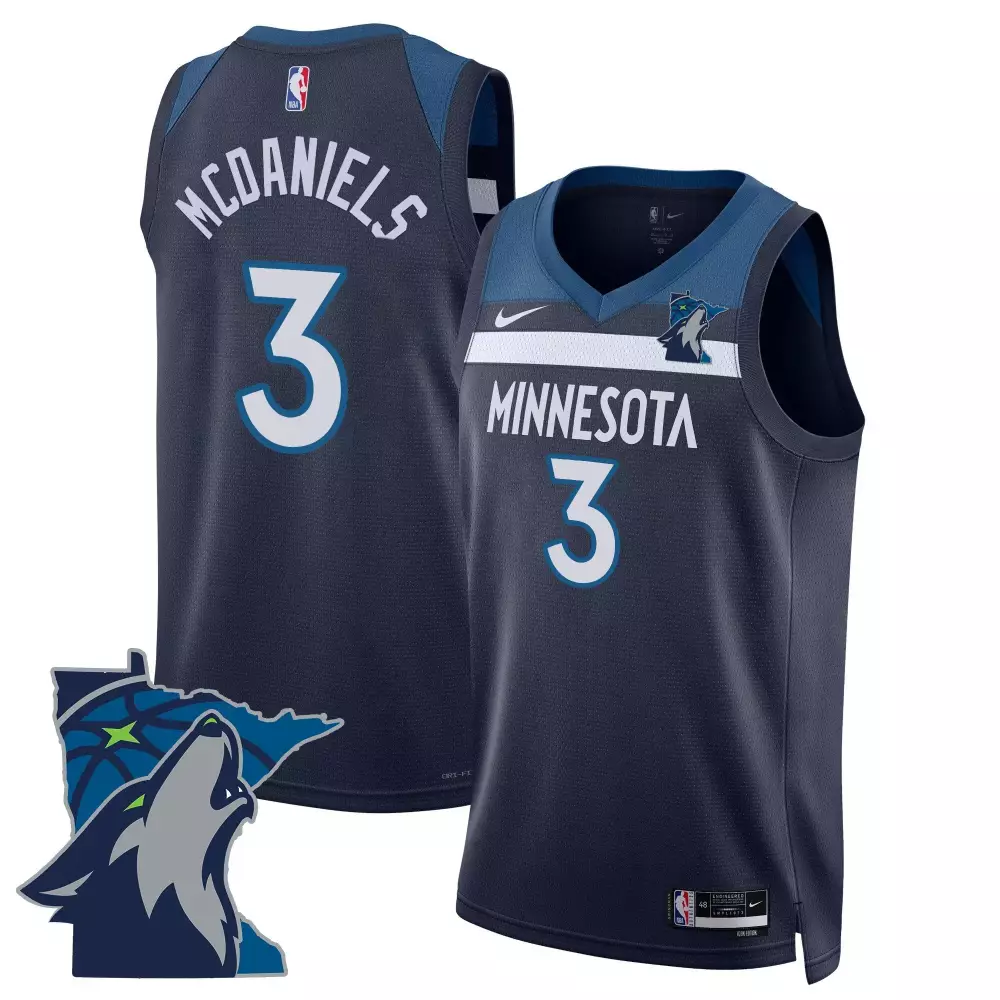 McDaniels 3 Minnesota Timberwolves 2023 Navy Stitched Jersey | Name Patch | For Men, Women & Youth