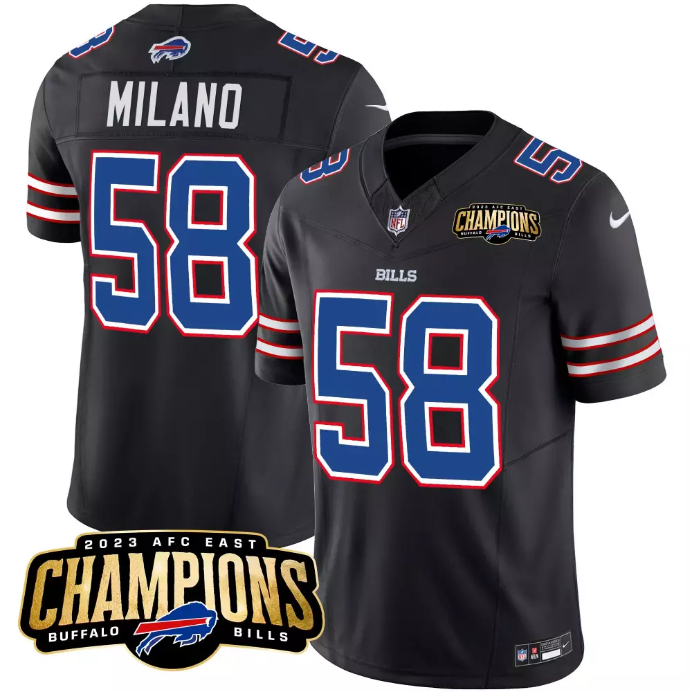 Milano 58 Buffalo Bills 2023 Men's Blue Stitched Jersey | Name Patch | Game Day Outfit | For Men, Women & Youth