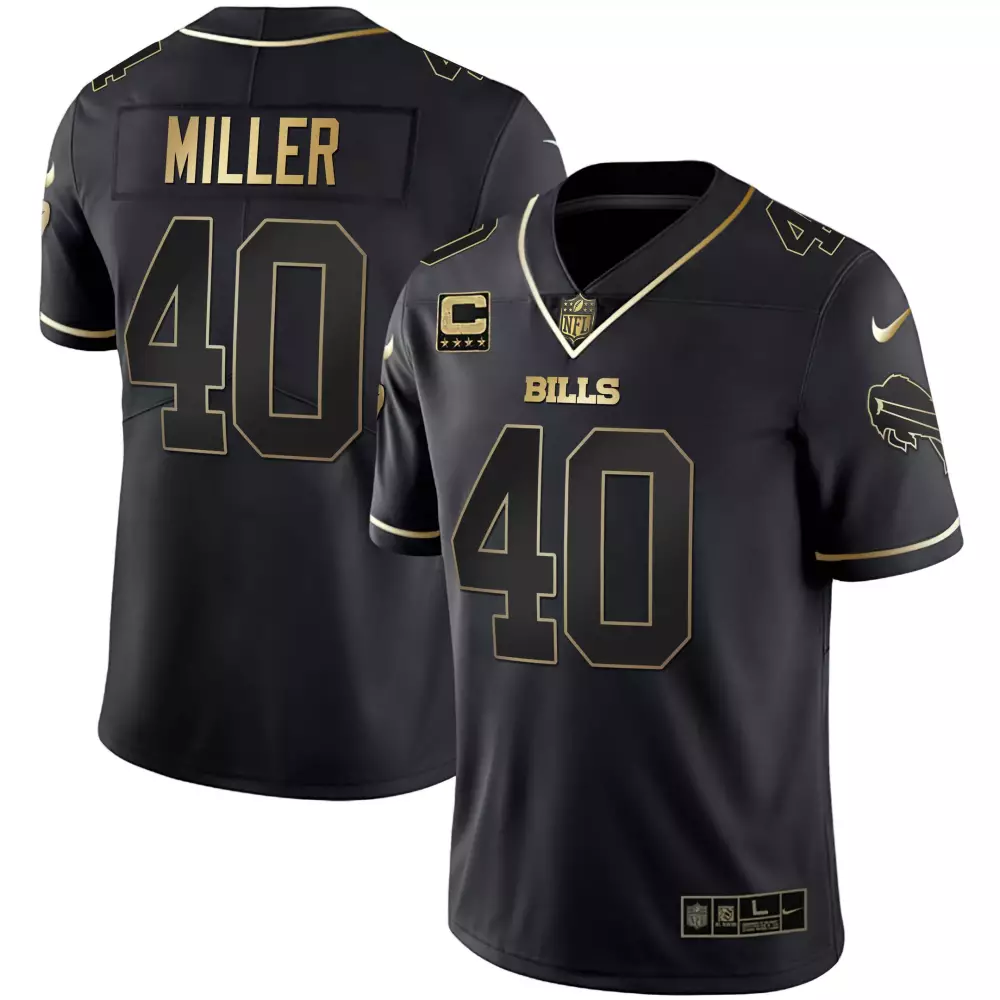 Miller 40 Buffalo Bills 2023 Black Stitched Jersey with Name Patch | Fan Gear for Men, Women & Youth