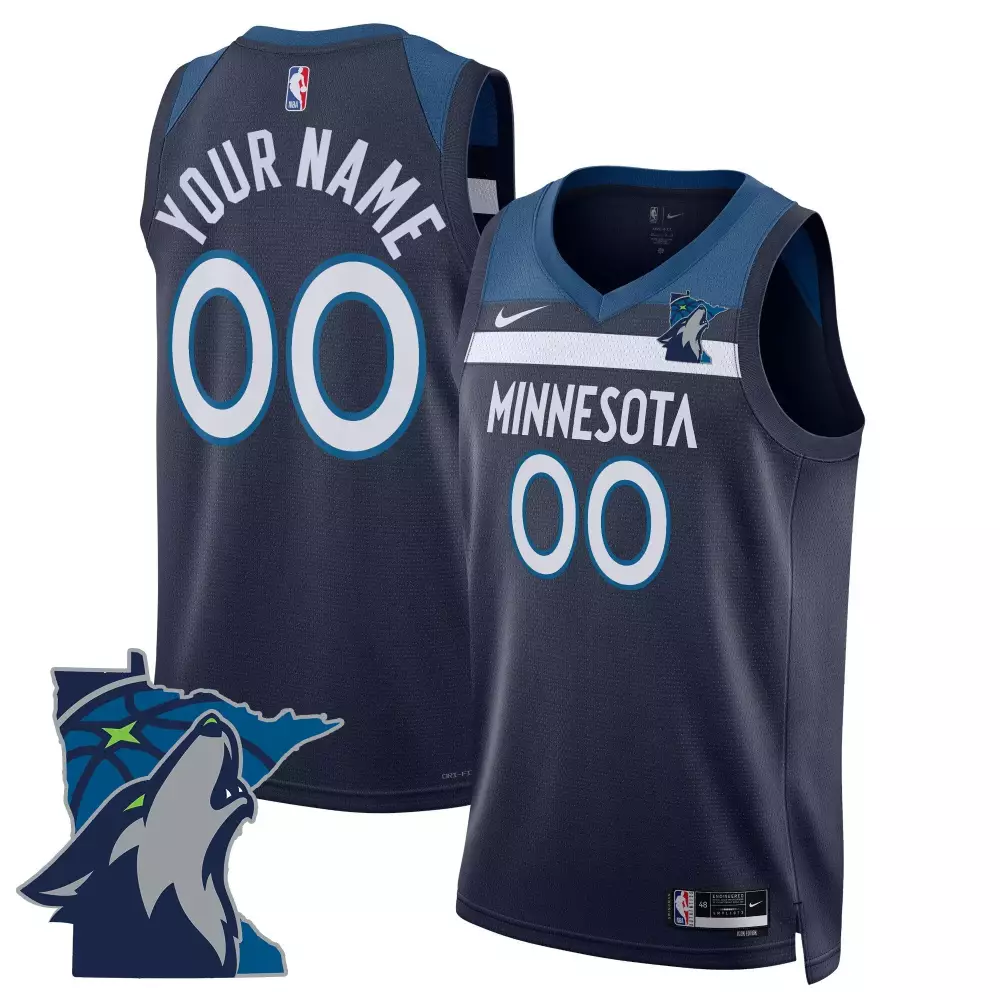 Minnesota Timberwolves Custom Stitched Jersey | Navy Name Patch 2023 | Fan Gear for Men, Women & Youth