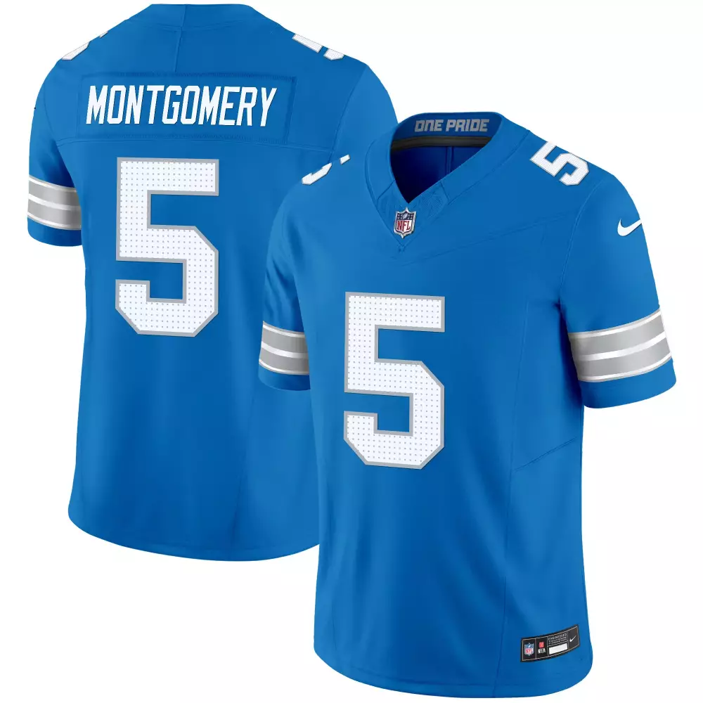 Montgomery 5 Detroit Lions 2024 Blue Stitched Jersey | Men's Style Name Patch | Fan Gear for Game Day | For Men, Women & Youth