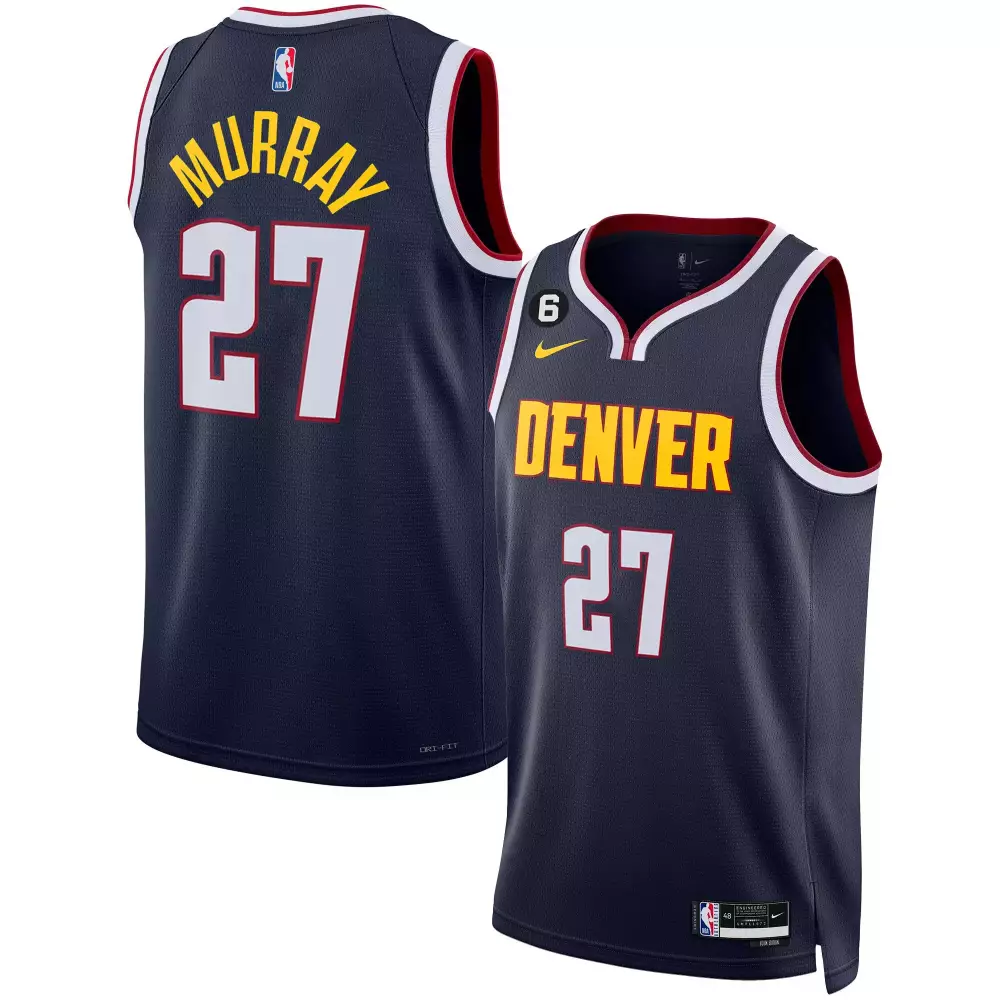 Murray 27 Denver Nuggets 2023 Stitched Jersey | Navy with Name Patch | Replica Fan Gear | For Men, Women & Youth