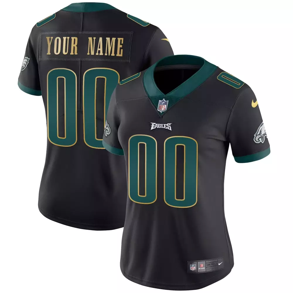 Women's Philadelphia Eagles Black Stitched Jersey Custom Name Patch 00 2023 | Fan Gear | For Men, Women & Youth