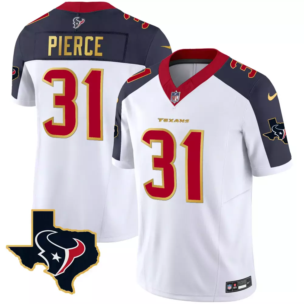 Pierce 31 Houston Texans White Jersey | All Stitched with Name Patch 2023 | Game Day Fan Gear | For Men, Women & Youth