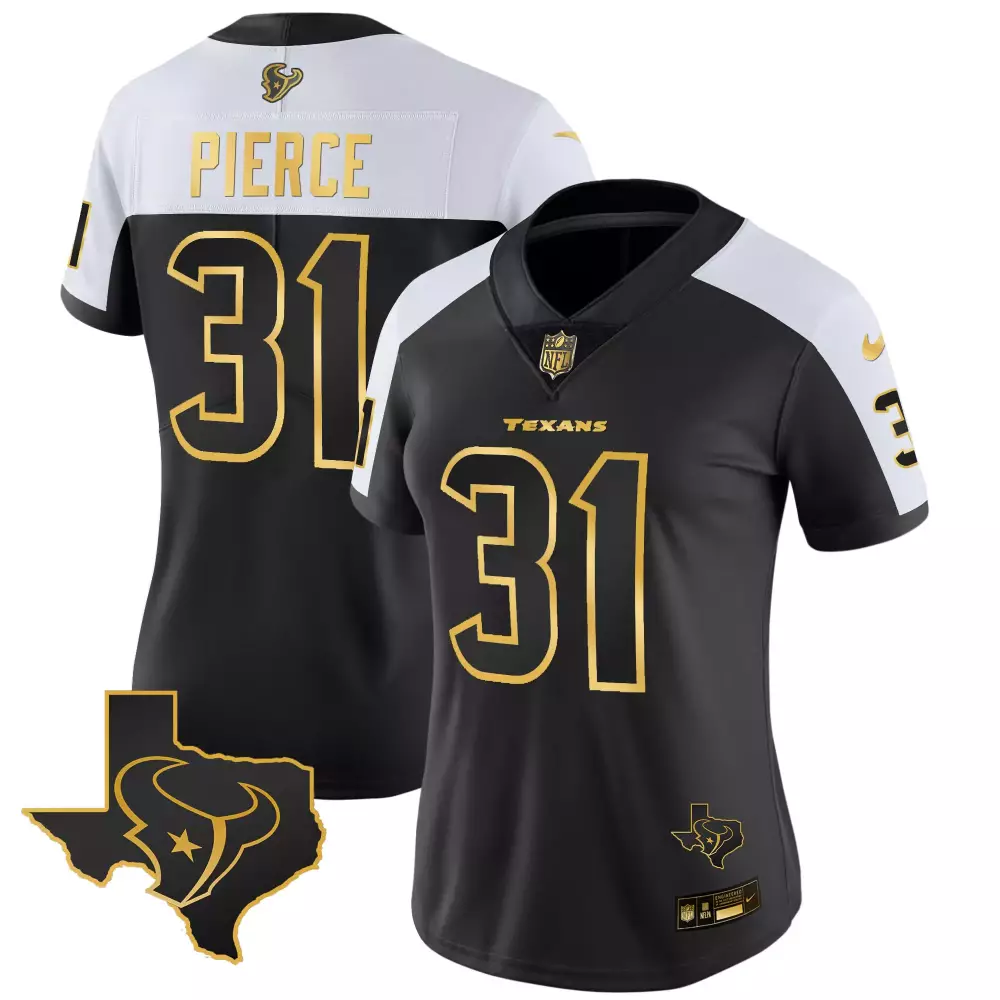 Pierce 31 Houston Texans Women's Black Stitched Jersey | 2023 Name Patch | For Game Day | For Women & Youth