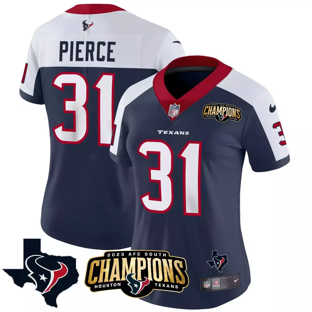 Pierce 31 Houston Texans Women's Navy Stitched Jersey | 2024 Name Patch | For Game Day | For Women & Youth
