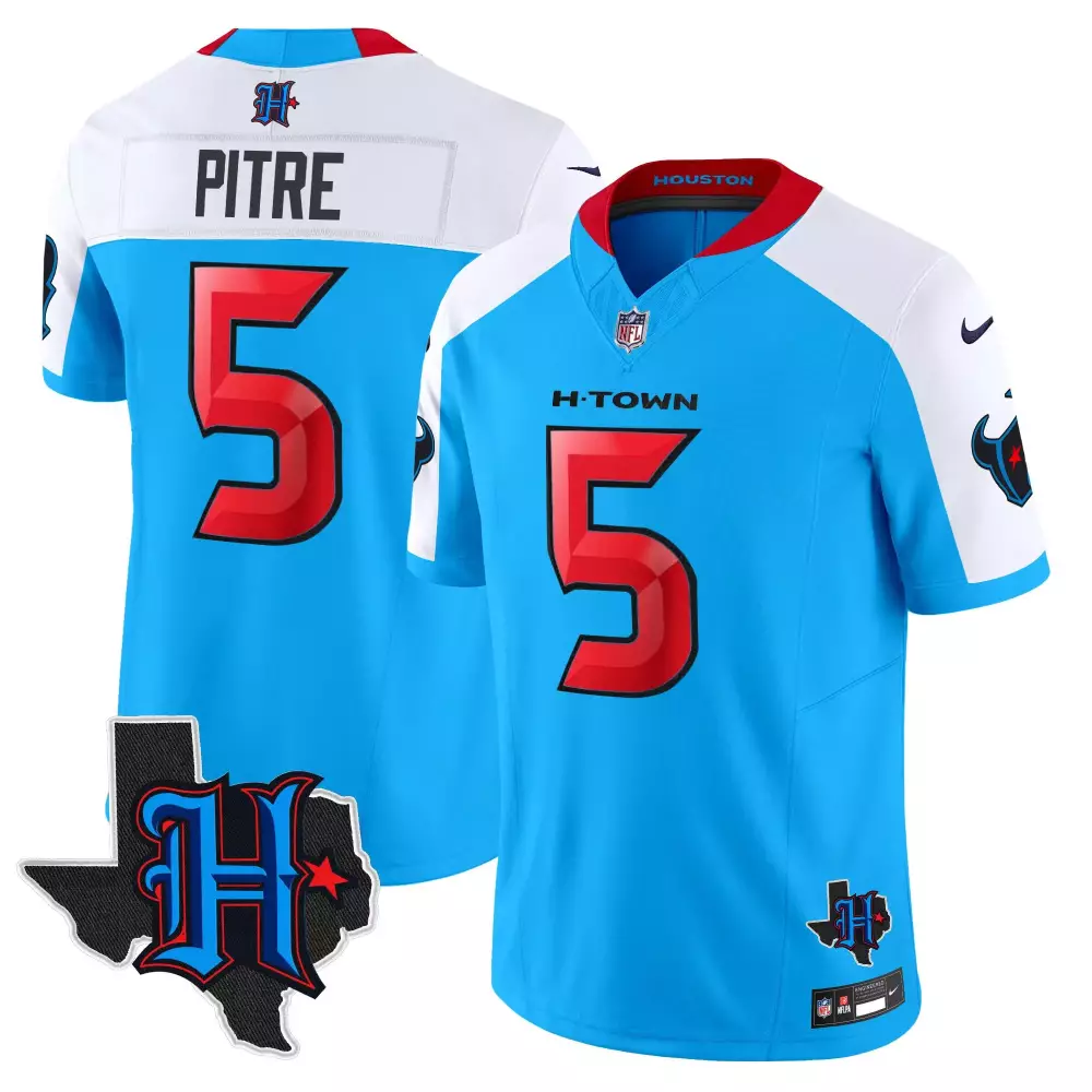 Pitre 5 Houston Texans 2024 Blue Stitched Jersey | Name Patch Men's Style | Limited Edition Fan Gear | For Men, Women & Youth