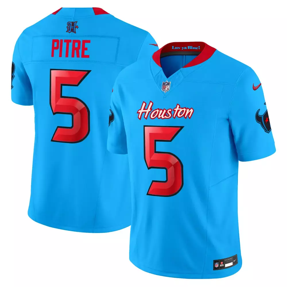 Pitre 5 Houston Texans Blue Stitched Jersey | Men's 2024 Name Patch Style | Game Day Outfit for Fans | For Men, Women & Youth