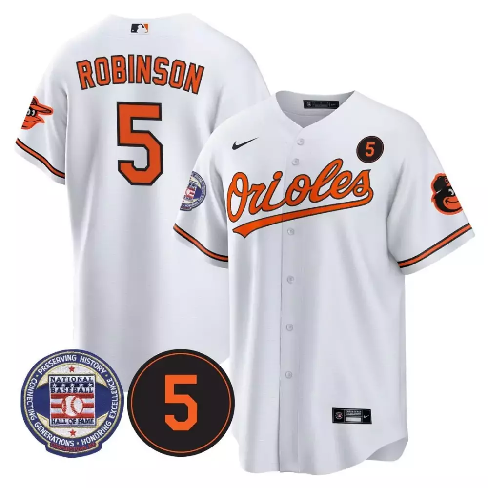 Robinson 5 Baltimore Orioles 2023 White Stitched Jersey | Name Patch Edition | Replica Fan Gear for Men, Women & Youth