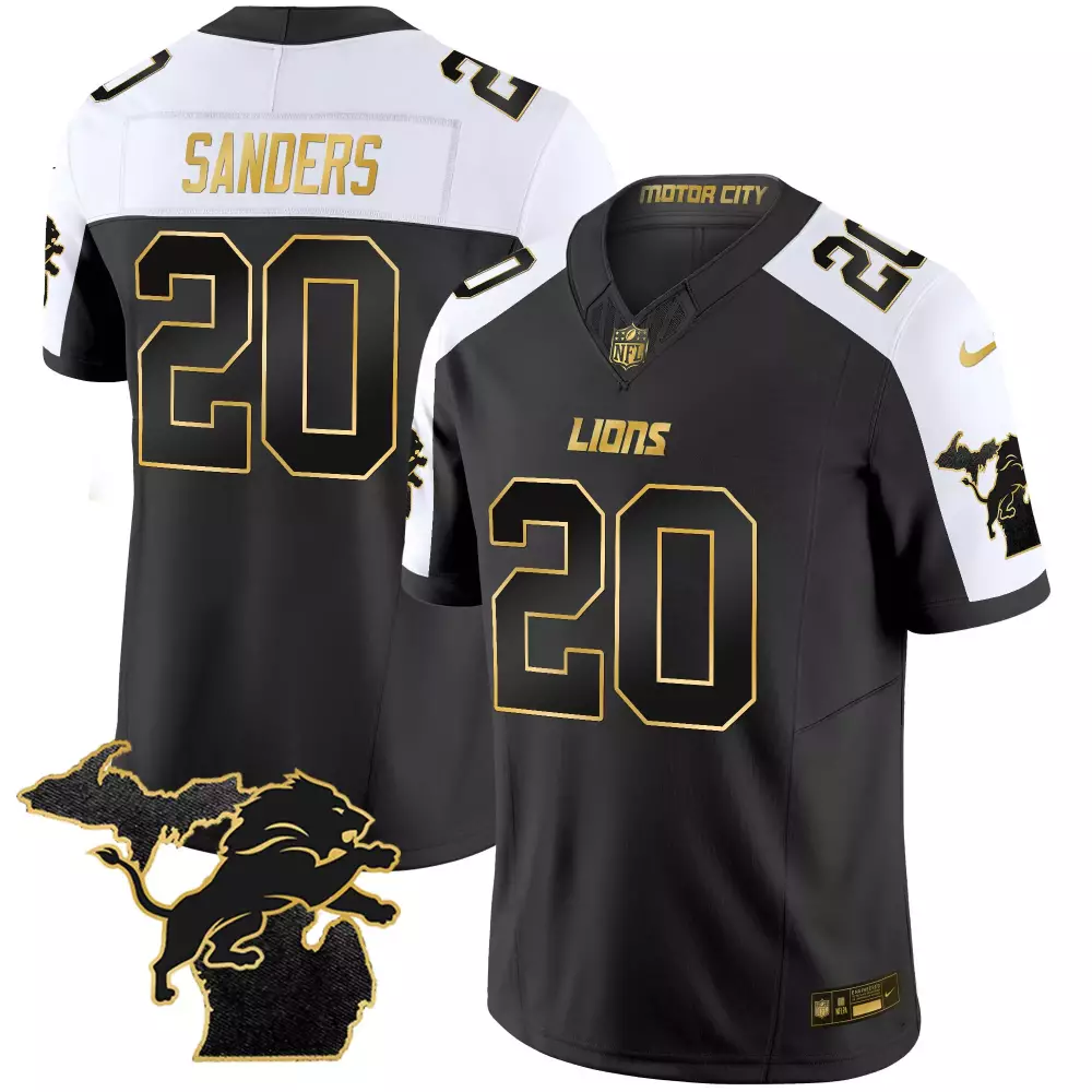 Sanders 20 Detroit Lions Black All Stitched Jersey with Name Patch | Men's 2024 Style | For Men, Women & Youth