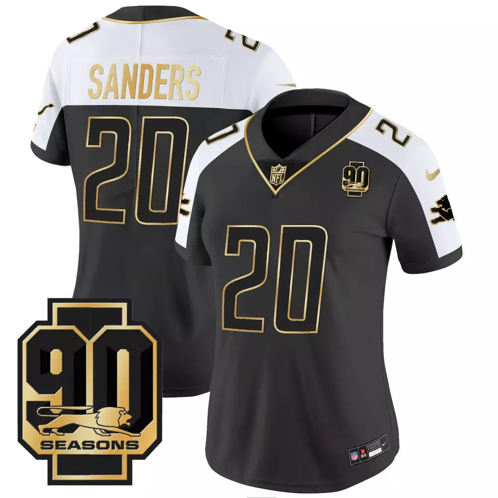 Sanders 20 Detroit Lions Black Stitched Jersey | 2023 Champions Name Patch Men's Style | For Men, Women & Youth