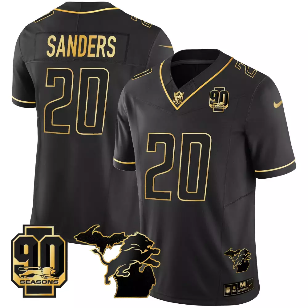 Sanders 20 Detroit Lions Black Stitched Women's Jersey with Name Patch | 2024 | For Men, Women & Youth