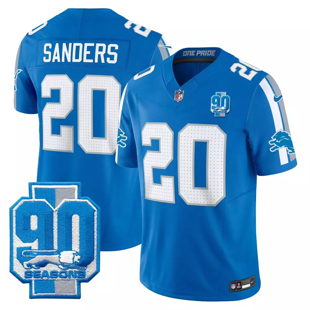 Sanders 20 Detroit Lions Blue Stitched Jersey | 90 Seasons Patch Style | Limited Edition Fan Gear for Men, Women & Youth