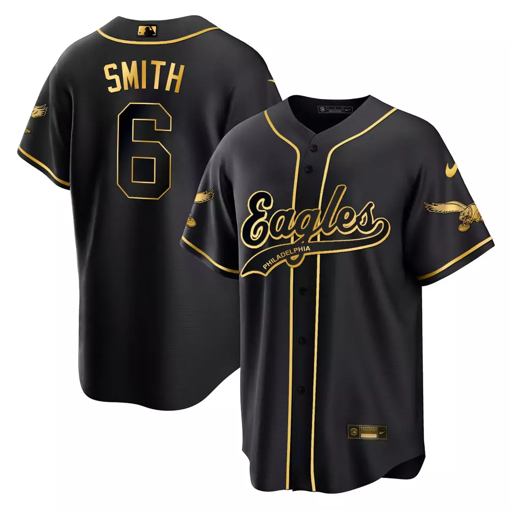 Smith 6 Philadelphia Eagles Black Stitched Jersey | 2023 Men's Style Name Patch | Fan Gear for Men, Women & Youth