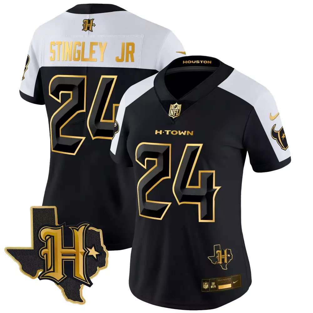 Stingley Jr. Houston Texans 2024 Women's Black Stitched Jersey | Name Patch Style | Fan Gear | For Men, Women & Youth