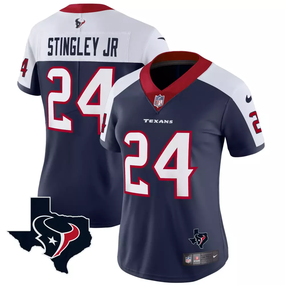 Stingley Jr. Houston Texans 2022 Women's Navy Stitched Jersey | Name Patch Style | Fan Gear | For Men, Women & Youth