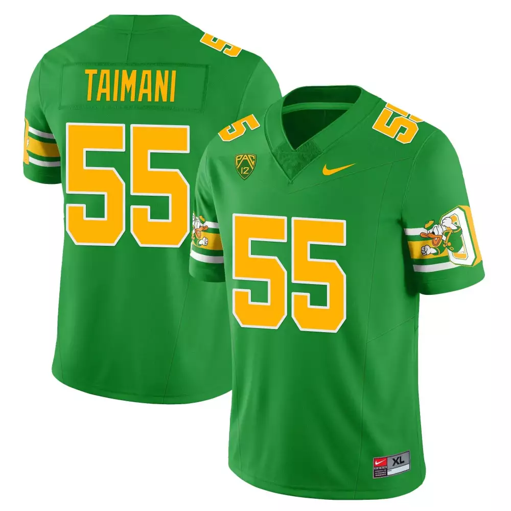 Taimani 55 Oregon Ducks 2023 Green Stitched Jersey | XL Name Patch | Game Day Outfit | For Men, Women & Youth