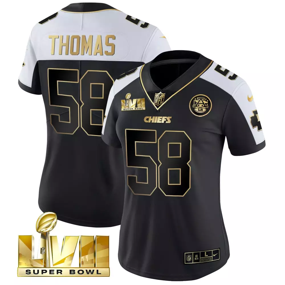 Thomas 58 Kansas City Chiefs Women's Cream All Stitched Jersey | Name Patch 2023 | Game Day Outfit for Women & Youth