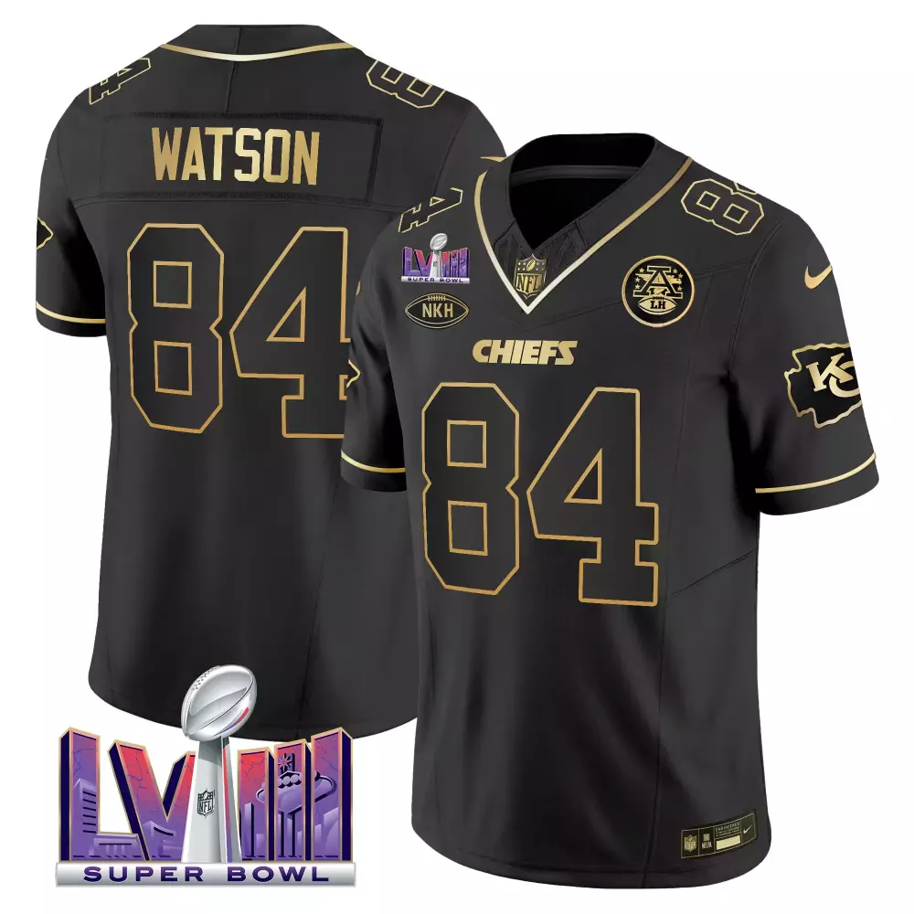 Watson 84 Kansas City Chiefs 2023 Black Stitched Jersey | Stylish Fan Gear for All | For Men, Women & Youth